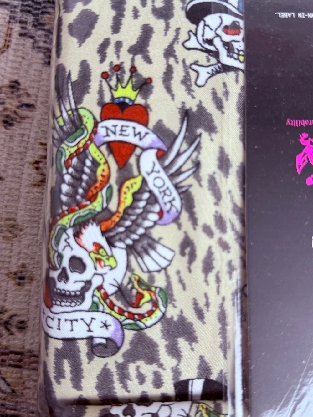 Ed Hardy Leopard Skull & Tiger Queen Sheet Set in Beige, Black, Red